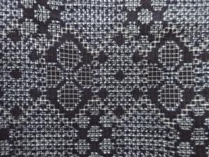 アンティーク 幾何学模様織出し本場正藍泥染大島紬着物(割り込み絣)